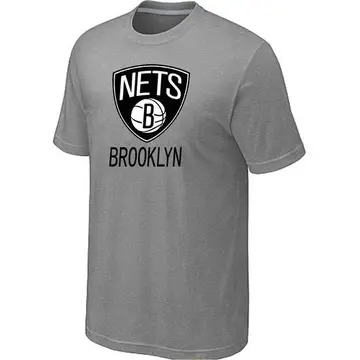 Brooklyn Nets Big & Tall Primary Logo T-Shirt - - Men's Grey