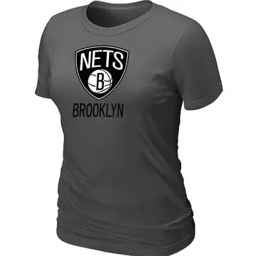 Brooklyn Nets Big & Tall Primary Logo T-Shirt - - Women's Dark Grey