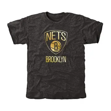 Brooklyn Nets Collection Tri-Blend T-Shirt - Black - Men's Gold