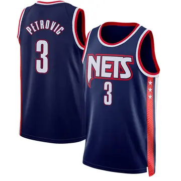 Brooklyn Nets Drazen Petrovic 2021/22 City Edition Jersey - Youth Swingman Navy