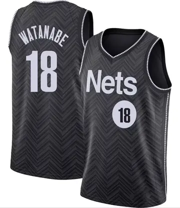 Brooklyn Nets Yuta Watanabe 2020/21 Jersey - Earned Edition - Men's Swingman Black