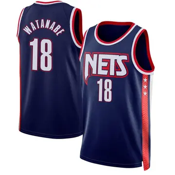 Brooklyn Nets Yuta Watanabe 2021/22 City Edition Jersey - Men's Swingman Navy